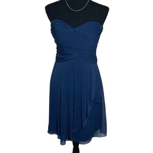 David's‎ Bridal women’s 6 style F14847 strapless blue chiffon dress Fairycore